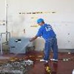 Spraying Down Floors After Duct Cleaning